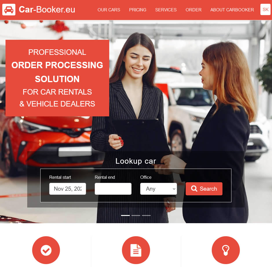 CarBooker - objednávkový CRM/CMS systém pre požičovne a predajne vozidiel